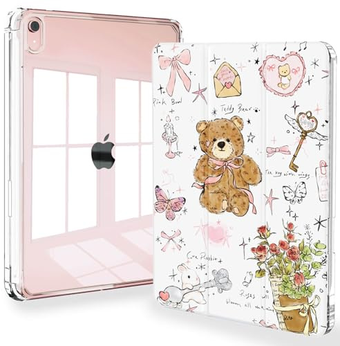 Feams Case for iPad mini 7 A17 Pro 2024/iPad Mini 6 2021, Slim Lightweight Trifold iPad mini 7 A17 Pro Case 8.3 Inch 2024 Clear Back Cover with Pencil Holder & Auto Sleep, Cute Girls' Daily