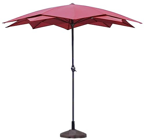 GTHTUHFD Ombrellone da Giardino, Ombrellone da Patio, Ombrellone da Patio con Serbatoio d'Acqua, Base Inclusa, Colonna in Acciaio, Ombrellone da Esterno, Manovella, Aperto, 8,2 P,Wine Red