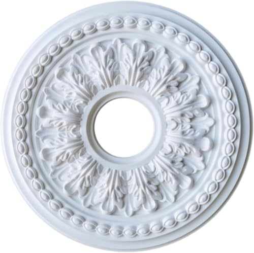 Stuckrosette Decke,Deckenrosette,PU Deckenleuchtenabdeckung Rund 26cm/35cm Weiß Dekorative Deckenventilator Lampenverkleidung, Wanddeko Wohnzimmer Decke Polystyrol rund (35cm)