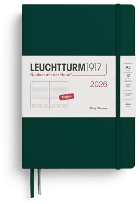 LEUCHTTURM1917 372776 dagkalender medium (A5) 2026, Forest Green, engelska