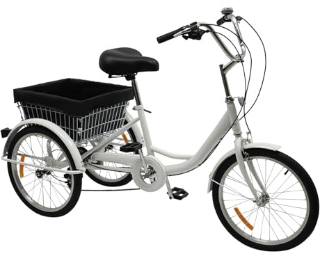 Jerool 20-Zoll-Dreirad für Erwachsene, Dreirad für Erwachsene,8-Gang-Lastenfahrrad, mit Einkaufskorb,lastenfahrrad für Männer und Frauen geeignet