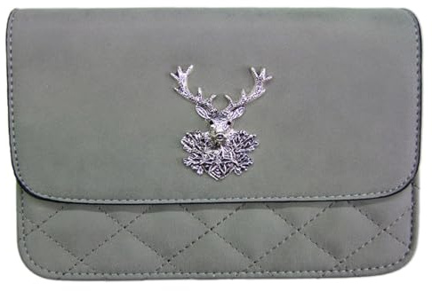 Gesteppte Trachten Handtasche Anni mit Hirsch Applikation | Dunkelgrau