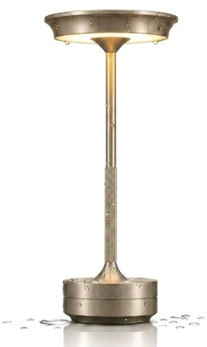 designgold LED Tischlampe kabellos Akku, dimmbare Tischleuchte mit USB-C, 3 Lichtfarben & Touch Funktion, moderne Nachttisch-Lampe für Restaurant, Balkon, Schlafzimmer, Outdoor & Wohnzimmer, Silber