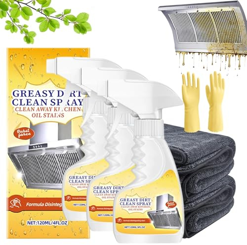 Stain Removing Greasy Dirt Clean Spray, Fast Foaming Multifunctional Powerful Kitchen Foam Cleaner, Heavy Oil Cleaner Kitchen Stain for Oven, Stove and Range Hood (3PCS)