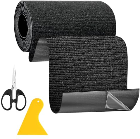 Gewebe Reparaturband Set 10cm x 2m Schwarz – Selbstklebendes Stoff Reparaturband für Zelt, Markise, Plane, Möbel, Kleidung – Flicken Selbstklebend Stoff mit Schere & Spachtel