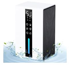 Deshumidificador Bajo Consumo con Grande 1800ML - Deshumidificador Electrico Dos Velocidades + Dos Modos, Temporizador Multi-Segmentos, Parada Automática & Anti-congelación Automática, Iluminación RGB