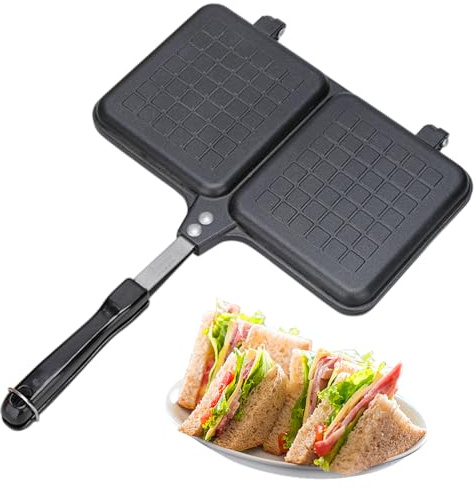 Macchina Per Sandwich Campfire - Tostapane A Doppio Pannello, Griglia Antiaderente, Pressa Per Formaggio Con Manico, Piastra Di Cottura Resistente Al Calore | Padella Da Esterno Per Campeggio, Picnic,