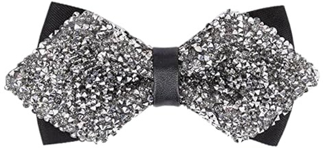 glitzer herren, Glitzer Fliege Herren Pailletten Strass-Detailing Hip Hop Herren-Fliege Luxuriöse Silber Festival Accessoires Disco Krawatte Für Karneval Fasching Motto Party