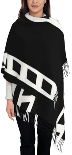 KWQDOZF Black and White Film Poster Scarfs for Women Tassel Oversized Blanket Scarves Black and white spiral tunnel Wrap Shawl Scarf