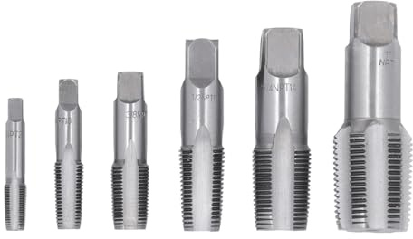 RASTKY Kohlenstoff-NPT-Gewindebohrer-Set, 6-teilig, Rohrgewindebohrer NPT 1 Zoll, 4 Zoll, 1/2, 8, /4, /8, Karbongewinde-Werkzeug, PVC-Rohr, Professionelles Sanitär-Wasserhahn-Set mit Aufbewahrung