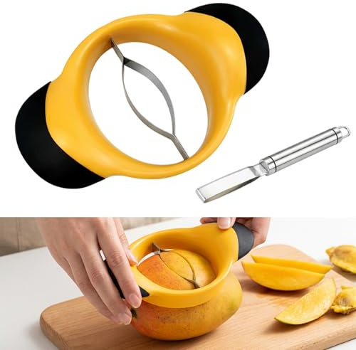 2 PCS Mango Cutter, Mango Slicer, Mango Cutter Slicer and Corer, Kitchen Tool for Fruit Preparation, Durable Steel Material, Ergonomic Handle, Easy to Clean, Compact Design for Storage