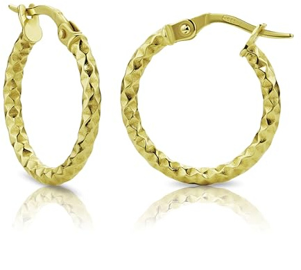 OROVI Ohrringe Gold- 14 karat (585) Gelbgold – Goldene Creolen Damen, strukturiertes Design, Creolen Gold 18.5 mm, Hypoallergene goldene Ohrringe, Schmuck Damen, Goldschmuck- inkl. edler Schmuckbox