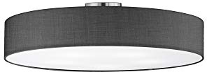lightling modern Deckenleuchte in nickel matt, Stoffschirm anthrazit, 5 x E27 max. 60W, ø 65 cm, Höhe: 17 cm