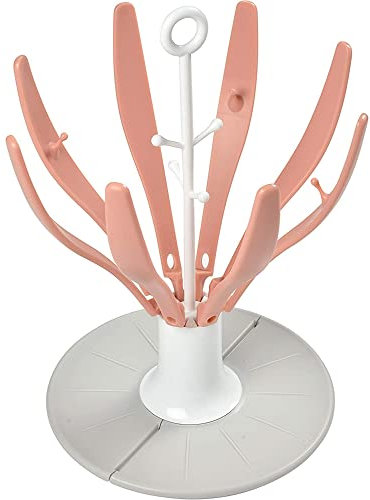 BÉABA - Faltbares Abtropfgestell für Babyflaschen - Ermöglicht das Trocknen von 8 Babyflaschen und Flaschenzubehör - Kompakt und Transportierbar - Rosa