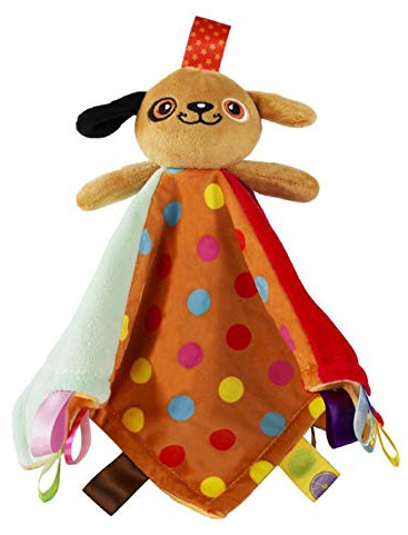 Inchant Taggie Taggy Baby Security Blanket with Tags Toddler Comforter Blanket Stuffed Animal Plush Toy Brown Dog