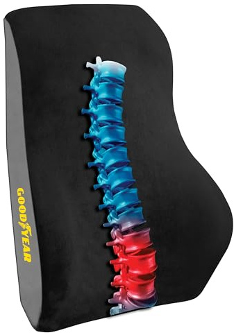 Goodyear Ergonomic Lumbar Support Pillow for Office Chair and Car Seat - Memory Foam Back Support Lumbar Pillow, Premium Cushion Chair Support for Lower Back Pain Relief and Versatile Use - Black