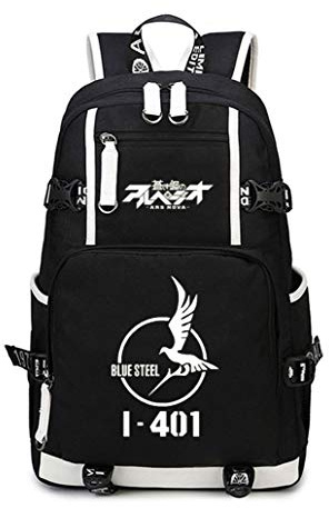 WANHONGYUE Arpeggio of Blue Steel Anime Luminoso Mochila Escolar Estudiante Bolso de Escuela Backpack Mochila para Portátil Negro
