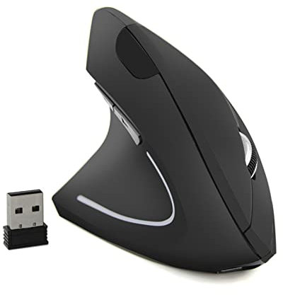 Left-Handed Mouse, Rechargeable 2.4G Wireless Ergonomic Vertical Mice with USB Receiver, 6 Buttons Optical Vertical Cordless Mice for Laptop Computer PC Desktop Computer Notebook,for Lefty Hands