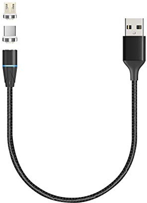 N. NETDOT 12th Generación Cable Magnético,Carga Rápida y Transferencia de Datos para Teléfonos Inteligentes Micro-USB,USB-C Viene con 2 Conectores Cada Cable(0.3 Meters/1 Pack Negro)