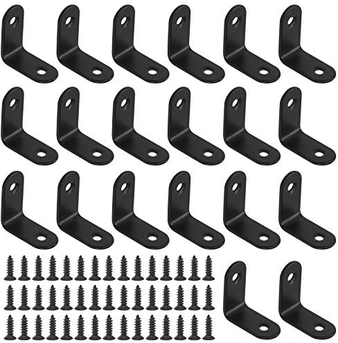 Glarks Set di 20 staffe a L nere da 30 mm, ad angolo retto, per sedie in legno, librerie, finestre, mobili (30 x 30 x 2 mm)