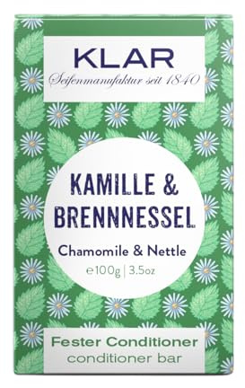 Klar Seifen fester Conditioner Kamille & Brennnessel 100g (für störrisches Haar), geeignet für empfindliche Kopfhaut und störrisches Haar, 11183