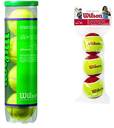Wilson Tennisbälle Starter Play Green für Kinder und Jugendliche, Gelb, 4er Dose, WRT137400