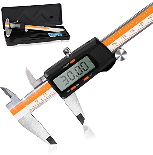 Calibro Digitale, Wukong Calibro Digitale Professionale in Acciaio Inox 150mm/6 Pollici con Ampio Display LCD Resistente Agli Schizzi Misurazione Accurata e Veloce
