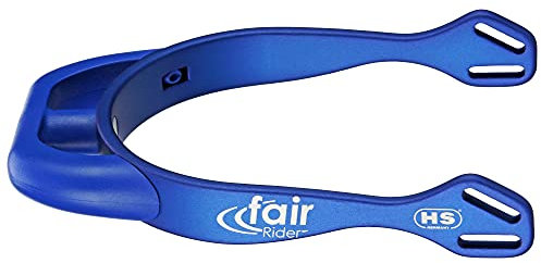 Sprenger fairRider Sporen aus blauem Aluminium I leicht und eloxiert I mit gebogenem Kunststoffhals in blau I runder sowie abgeflachter Kunststoffhals