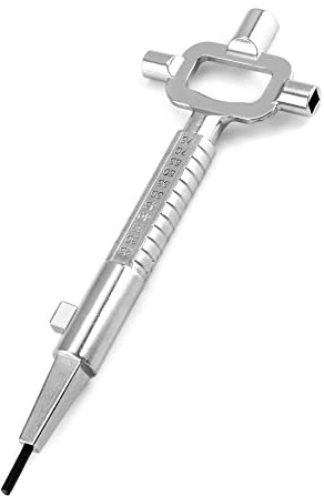 QWORK® Clé De Construction, Clef Carré, Clef Passe Partout, Avec Échelle De Mesure De La Longueur Des Cylindres, Alliage De Zinc