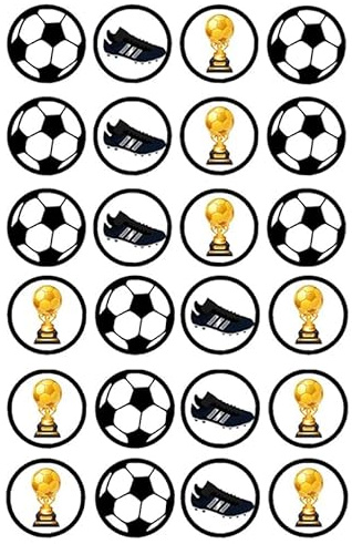 Oblea o Azúcar, Magdalenas de fútbol, Soccer Muffins, Football Cupcakes, Varios Medidas de Fotos Comestibles para Panecillos (24x4cm, Oblea, opción1)