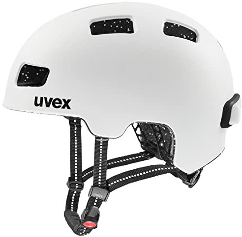 uvex City 4 - Leichter City-Helm für Damen und Herren - individuelle Größenanpassung - inkl. LED-Licht - White Skyfall matt - 55-58 cm