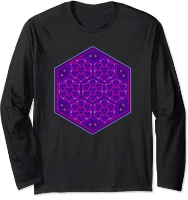 Psy Trance Goa Yoga Mandala Geometrie Muster Festival Wear Langarmshirt