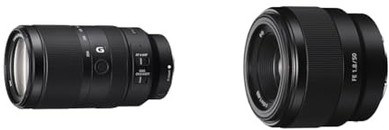 Sony SEL-70350G Objectif Monture E APS-C 70-350 mm F4.5 & Objectif Standard SEL-50F18F (focale Fixe, 50 mm, F1.8, Plein Format, adapté aux séries A7, A6000, A5100, A5000 et Nex, Monture E) Noir