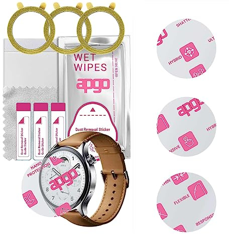 apgo [3 Stück] Hybrid Schutzglas Klar 8H für Xiaomi Watch S1 Pro Smartwatch, kratzfestes Displayschutzglas, Ersatz für Hartglas