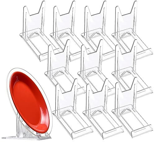 10 Pezzi Espositore Regolabile in Acrilico, Plastica Porta Piatti da Esposizione, Espositori Trasparenti, per Esposizione di Foto, Piatti, Segnaposti, Libri di Cucina