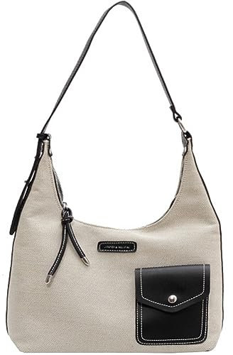 RTGGSEL Boho Sommer Retro Damen Stroh Rattan Strand Tote Bag Crossbody Schultertaschen Hobo Achselhandtasche Stroh Geldbörse, Canvas Schwarz, Medium