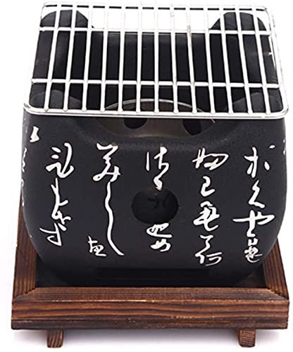 Barbecue per esterni, interni, barbecue a carbonella, giapponese, da tavolo, a carbonella, con testo, rete, base in legno, forno rotondo, doppio barbecue giapponese, fornelli ad alcool, piccoli