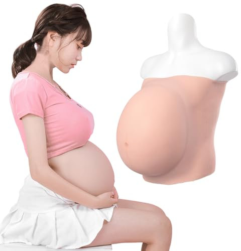 YRZGSAWJ Faux Ventre de Grossesse 6 Mois 9 Mois Realiste Silicone Ventre Femme Enceinte pour Shooting Props Cosplay (Beige, L（9 mois）)