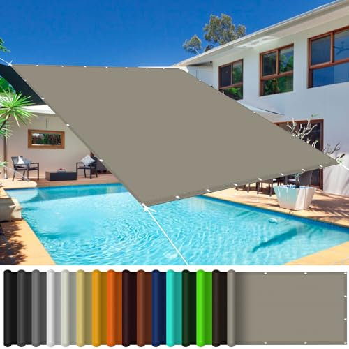 Vela Ombreggiante Tenda a Vela 3.4 x 8 m Tenda a Vela Ombreggiante Telo, Impermeabile Rettangolare con Occhielli, 185Ggsm Oxford, per Esterno Terrazza Giardino, Tortora