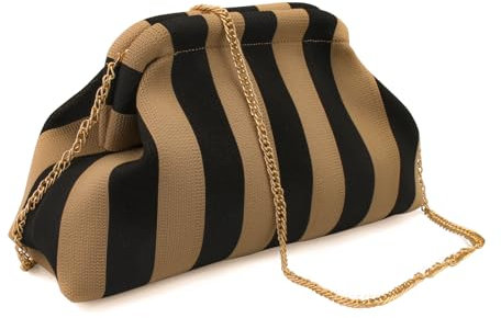 YOUSIS Dumpling Clutch Purses for Women Casual Woven Knitted Handbags Cloud Clutch Bag for Dinner Party (Smaller Stripes. C)