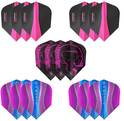 Harrows Pink Dart Flights | 5 x Sets Dart-Flights (insgesamt 15 Flights), 100-Mikron-Dart-Flights, extra stark, hergestellt in Großbritannien, professionelles Dart-Zubehör