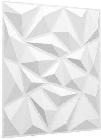 WALPLUS 12 PCS 3D Wandpaneele Eco Faser 3D Wandpaneele 50x50 cm Diamantoptik Wandpaneele Unverformbare Paneele Wand Gaming Raum 3D Paneele 3D Strukturiert Paneele weiß 1,75 mm Dicke