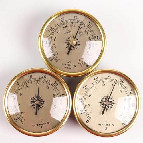 Außenbarometer, Barometer-Thermometer, Hygrometer, 3 Stück, kombiniertes Wetterbarometer, 72 mm, analoge Wetterstation, Zifferblatt-Typ-Barometer, für Auto, Terrasse, Büro, Wohnzimmer, Lager