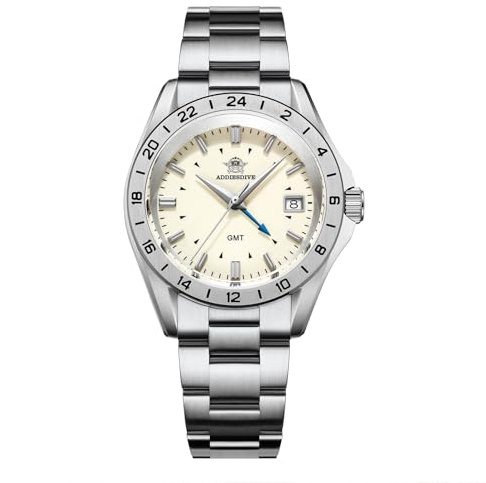 ADDIESDIVE GMT Orologio Uomo Vetro Zaffiro Impermeabile 200 M Svizzera 515-24H Acciaio Inossidabile Orologio Uomo