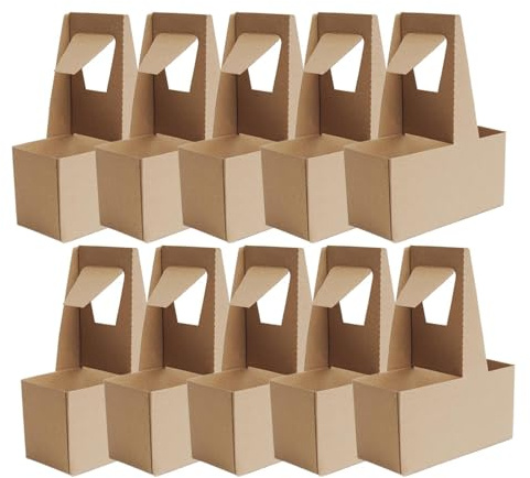 Porte-boissons pour tasses - Porte-boissons pour livraison de nourriture, support en carton résistant | 10 porte-gobelets à café avec 2 compartiments et poignée, boîtes porte-bouteilles de boissons