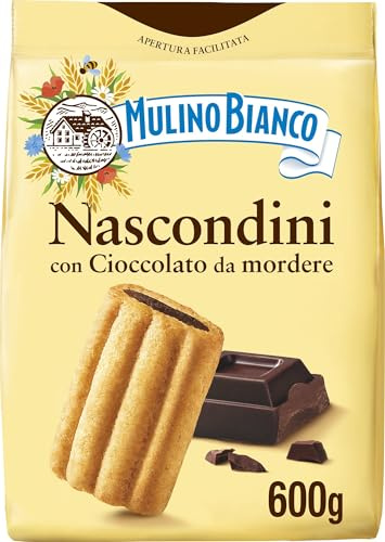 Mulino Bianco Biscotti Frollini Nascondini con Cioccolato, Colazione Ricca di Gusto - 600 gr (Confezione da 3)