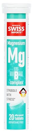 Swiss Imports Effervescent Magnesium + B Complex Dietary Supplement, 20 Tablets