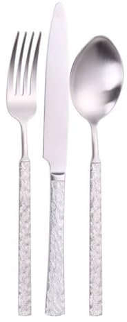 PZEOB Mixed Cutlery Sets Silverware Set Embossed Knife Fork Spoon 2/4 Pcs Dinner Forks Stainless Steel Dinnerware Set Mirror Polished Cutlery Set Easy to Clean