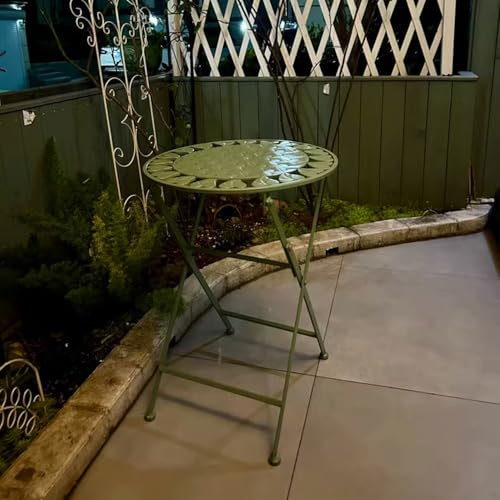 WOTZOV Terrassen-Beistelltische, Klappbarer Außen-Beistelltisch, Wetterbeständiger Bistrotisch, Runder Metall-Beistelltisch Couchtisch, Dekorativer Gartenhocker, Pflanzenst
