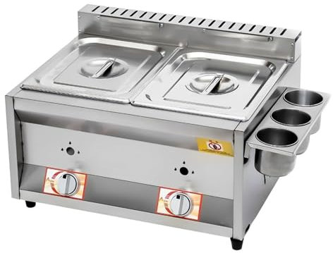 ENWYTE Friteuse à Gaz Commerciale en Acier Inoxydable 10L/20L avec Panier et Couvercle Friteuse à Huile pour Pommes Frites Poulet Gastronomie Grande Capacité Utilisation Professionnel sur Comptoir